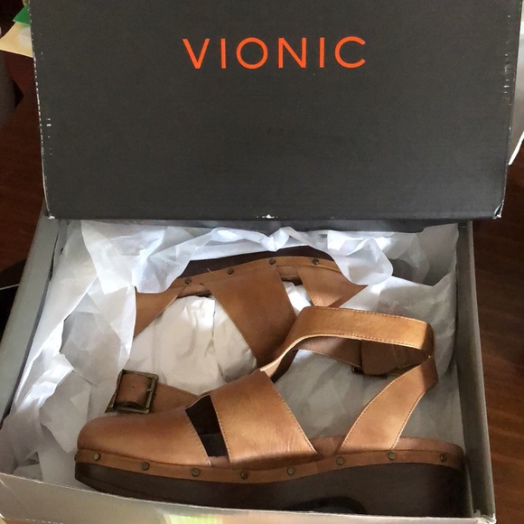 Vionic Day Faye Leather T-Strap Clog 8 NIB - Picture 7 of 10